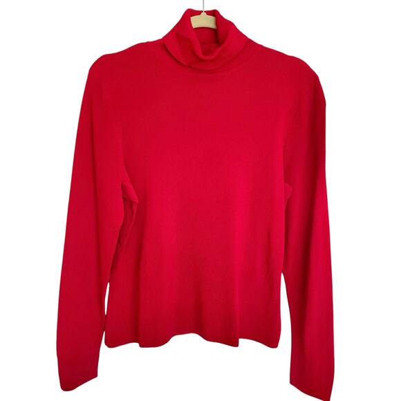 Worthington Red Rib Knit Turtleneck Size Large Closet Staple Fall Winter Career - Picture 1 of 6